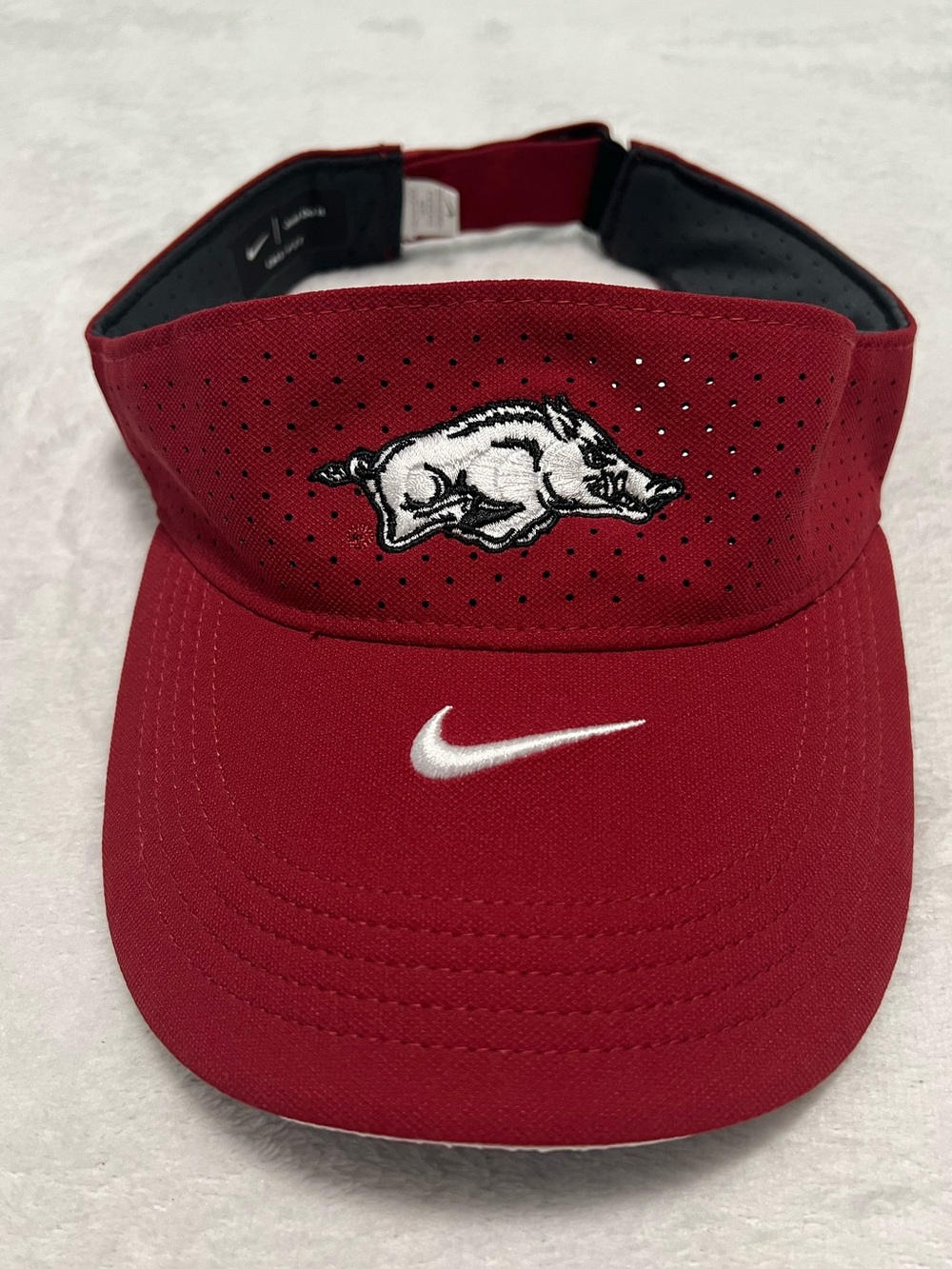 Nike Dri-Fit Red Arkansas Razorback Logo Performance Visor